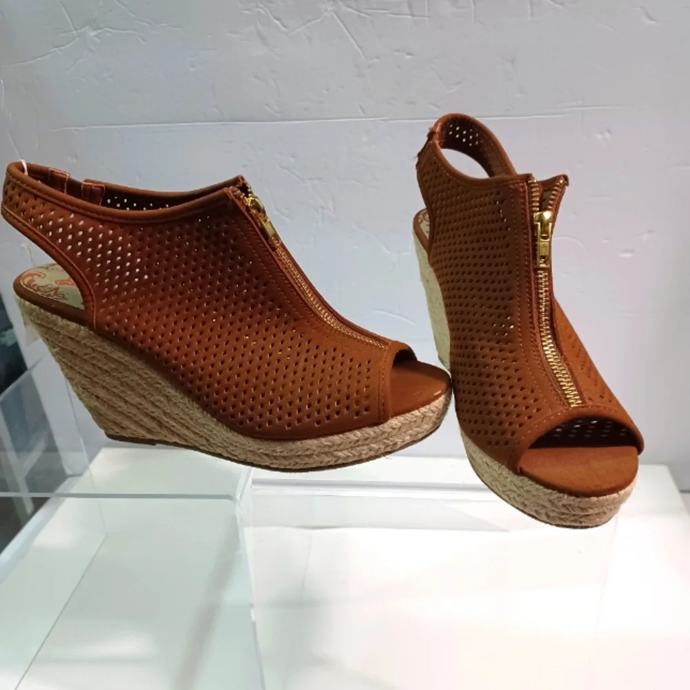 Brash Wedge Slingback Sandals, Size:9 1/2, Brown